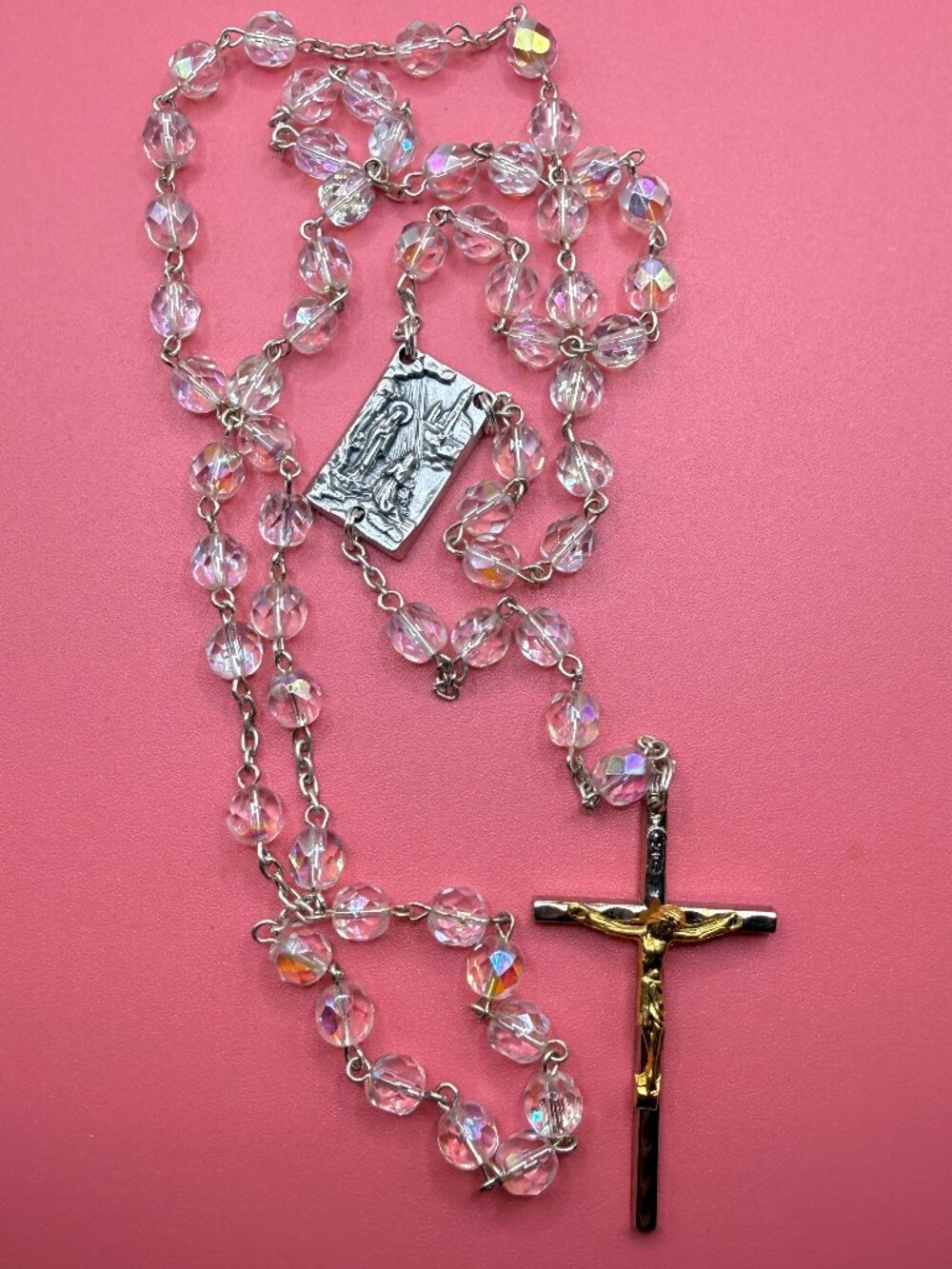 Vintage Austrian Crystal Rosary Our Lady of Lourdes